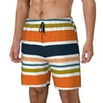 thumbnail image 2 of Haiem Colorful Pastel Stripes Mens Swim Trunks with Compression Liner 2 in 1 Swimming Shorts Stretch Swimwear Quick Dry,Board Shorts-Large, 2 of 9