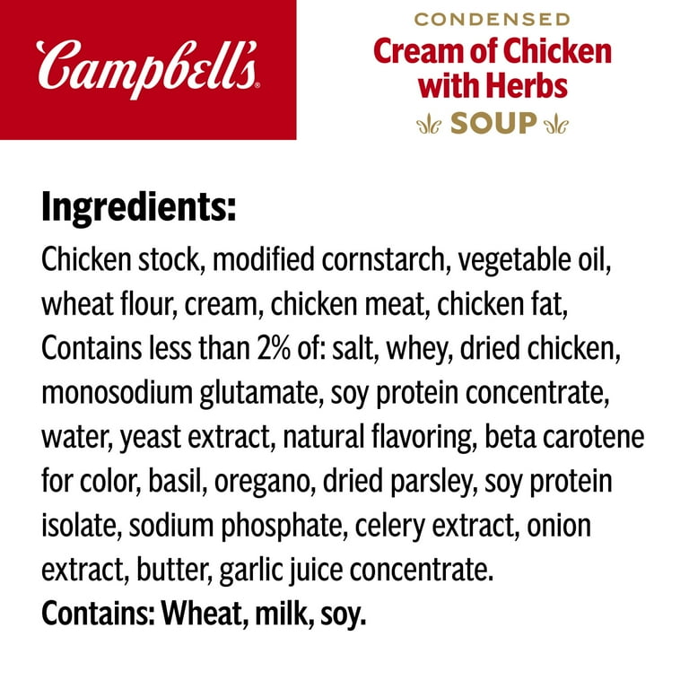 Campbell's Condensed Cream of Chicken Soup with Herbs, 10.5 oz Can