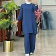 thumbnail image 7 of NMMUED Abayas for Women Muslim Dresses for Women Abaya Dress for Women Muslim Set Long Sleeve Dress Shirt with Pants /, Blue M, 7 of 7
