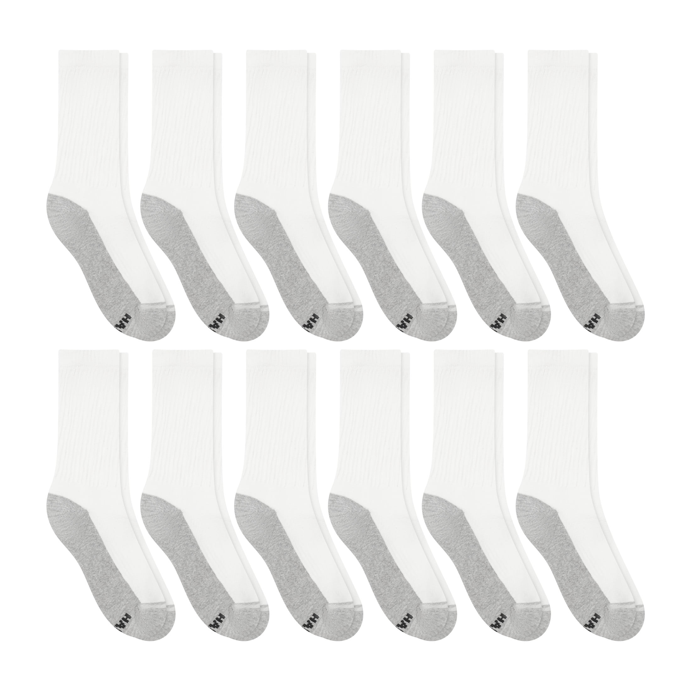 Hanes Mens Crew Socks Pack, 12-Pack, X-Temp Cushioned Socks for Men, Moisture-Wicking for big & tall men