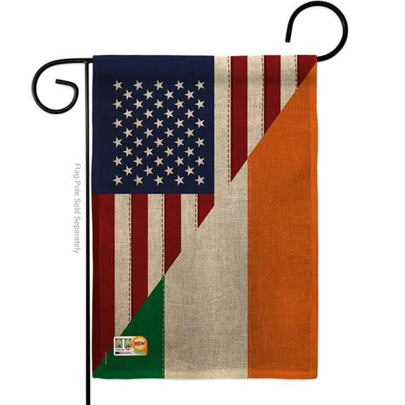 Breeze Decor BD-FS-G-108237-IP-DB-D-US14-BD 13 x 18.5 in. US Irish Friendship Burlap Flags of the World Impressions Decorative Vertical Double Sided Garden Flag