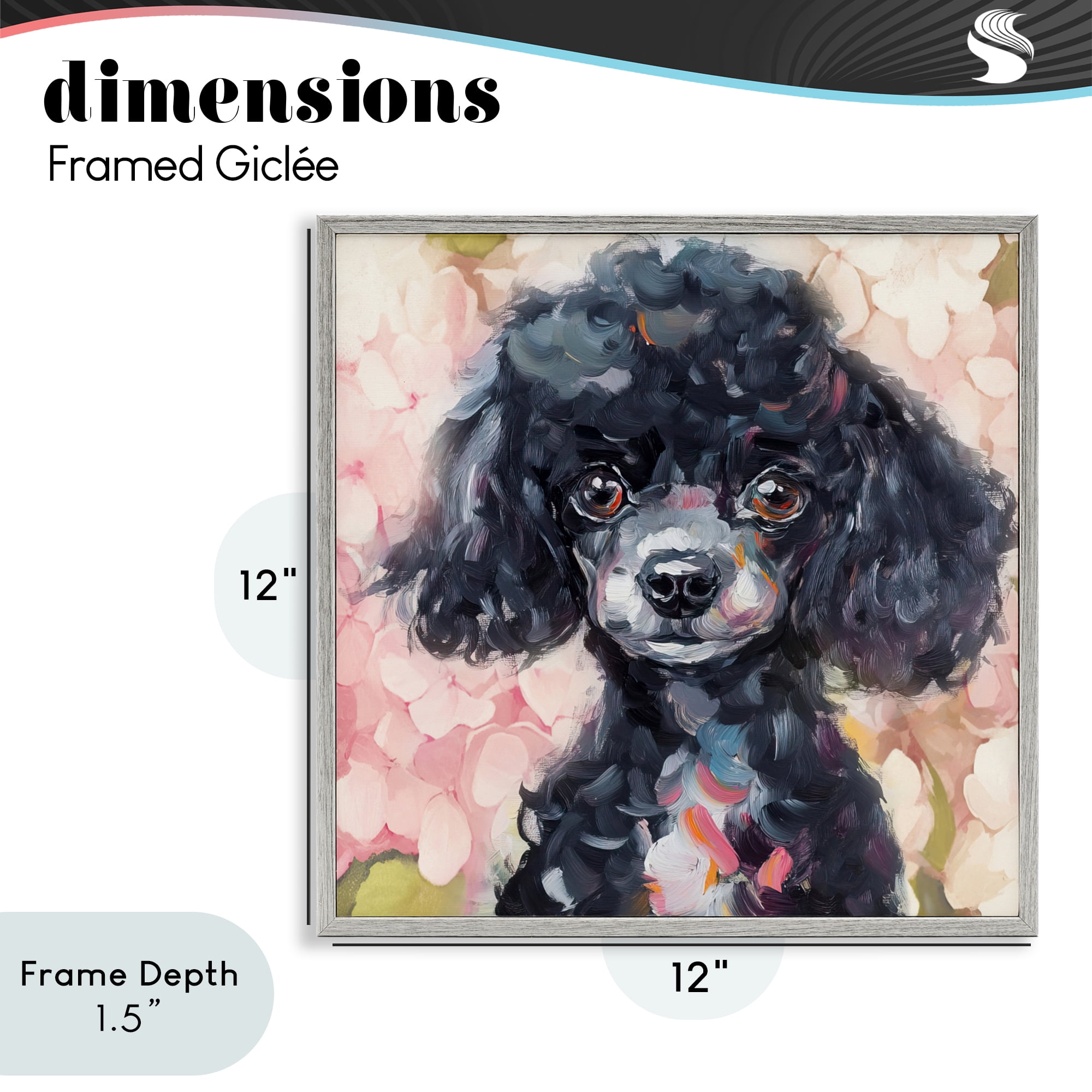 Stupell Industries Little Black Poodle Gray Framed Giclee Art, design by Tina LeCour