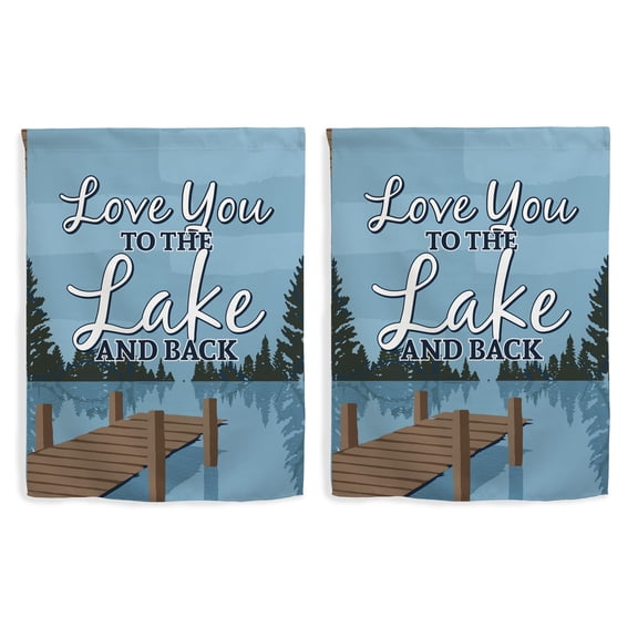 ThisWear Lake House Decor Love You to The Lake and Back Lake Lover Gifts 2 Pack Vertical House Flags Multi