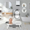 thumbnail image 6 of stusgo Collapsible Baby Bathtub, Plastic Baby Bath Tub with Soft Cushion & Thermometer（Grey）, 6 of 7