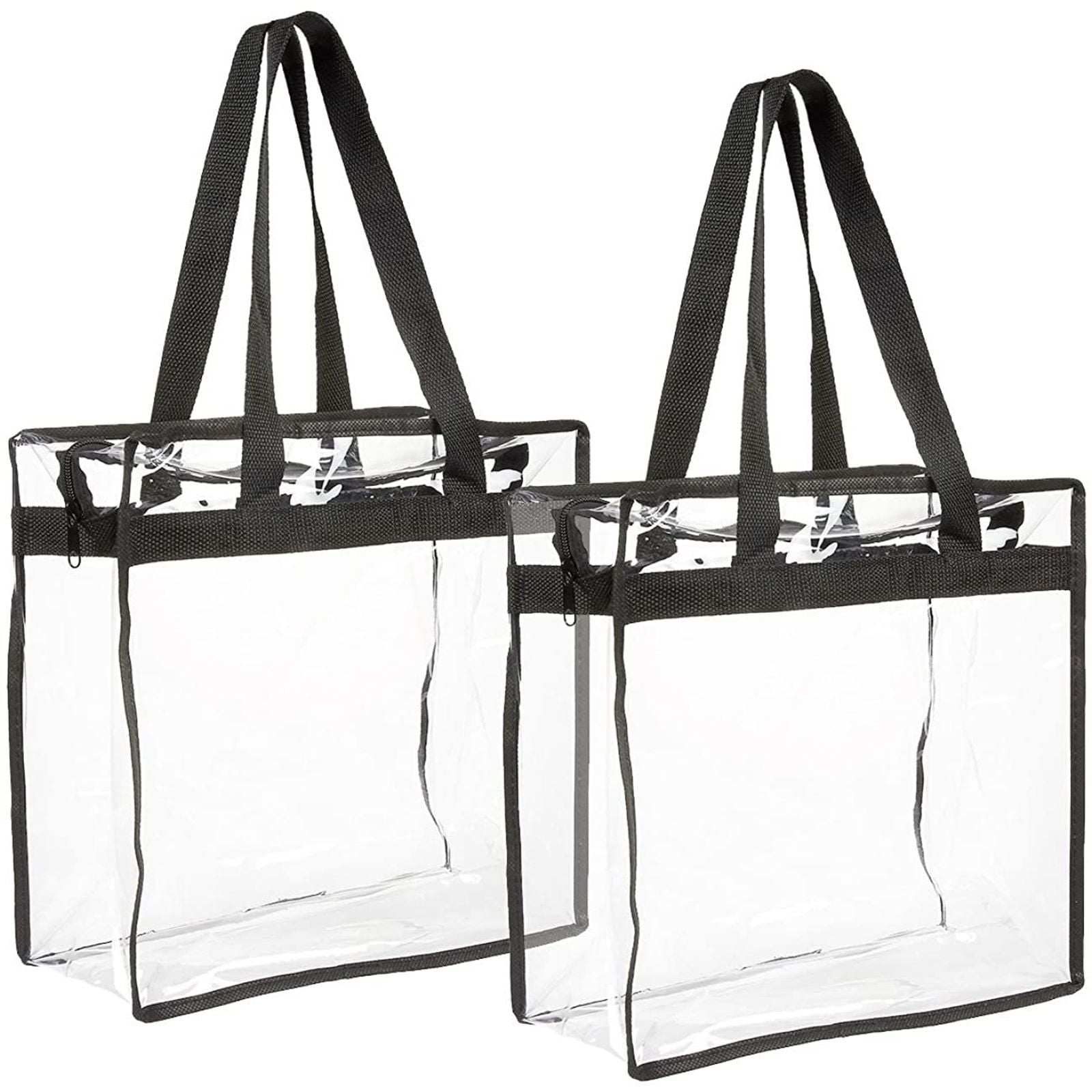 Clear Tote Bag Zippered PVC Stadium Grocery Beach Work Large Shopping Handbag 