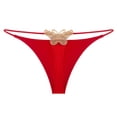 thumbnail image 1 of Gibobby Tangas de mujer ilusion Sexy Girl's New Cut Out Butterfly Pearl Tanga de encaje Doble capa Correa fina Sexy Tanga Bordado de Cintura Bikini sexy(Rojo,G), 1 of 5