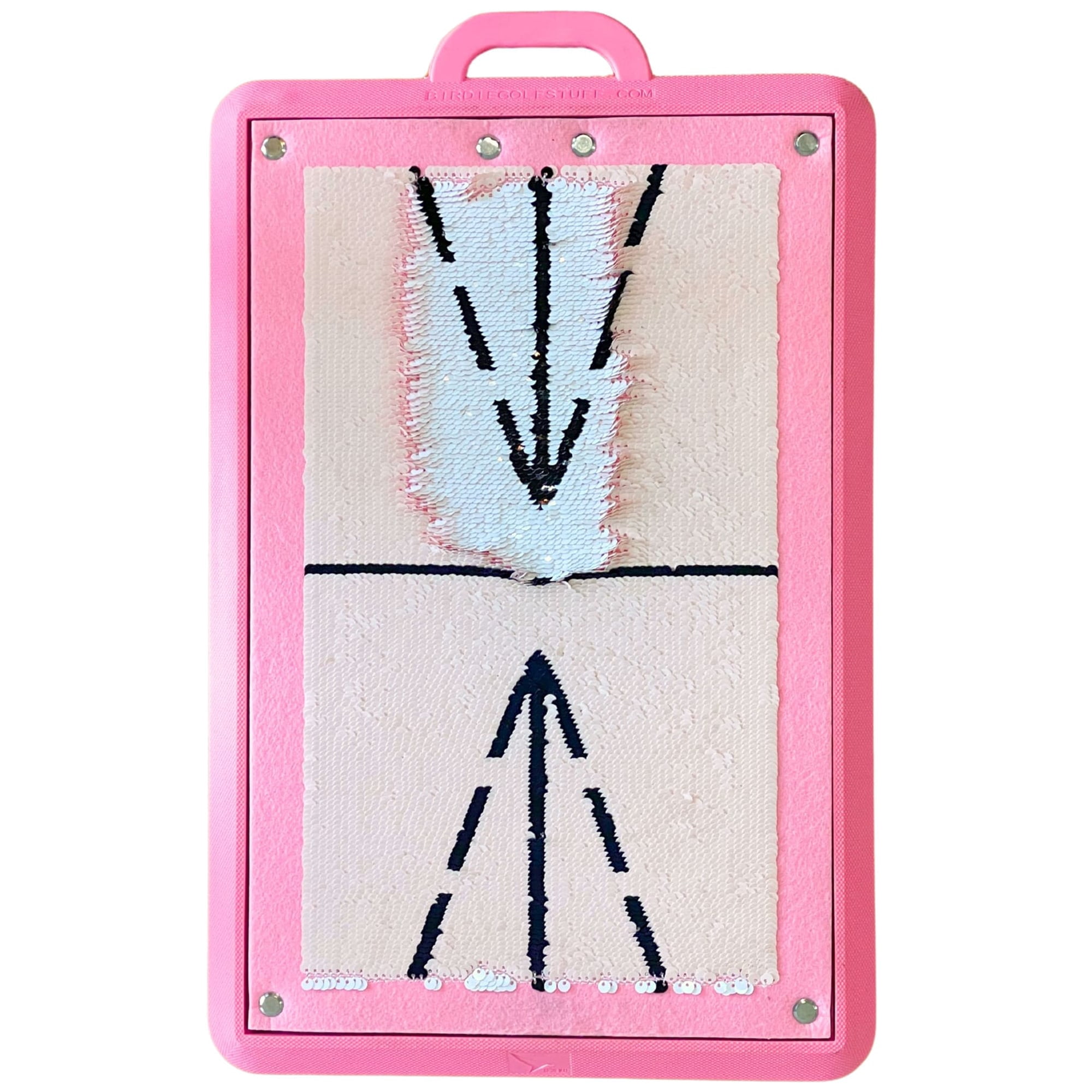 Birdie Golf: Birdie Mat Pro - Swing Training Aid, Blush Pink, Sequin Tech Surface, Analyze Swing Path-Ball Impact, In-Outdoor, 19.25" Sports Accessory