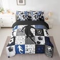 thumbnail image 2 of jejeloiu Football Game Gaming 7 Pieces Bedding Comforter Set,Blue White Gray Buffalo Full Bedding Set For Men Women Reversible, 2 of 8