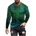 thumbnail image 2 of Blusas y camisas de manga larga con cuello redondo para hombre, blusa informal de manga larga con cuello redondo y estampado de rayas, blusa de poliéster para hombre, 2 of 5