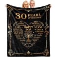 thumbnail image 1 of LHSHID Personalized Wedding Anniversary Blanket 30th Anniversary Blanket 30 Years Anniversary Pearl Wedding Gifts for Couple Parents 30th Wedding for Wife Her Husband Him 50"x60", 1 of 7
