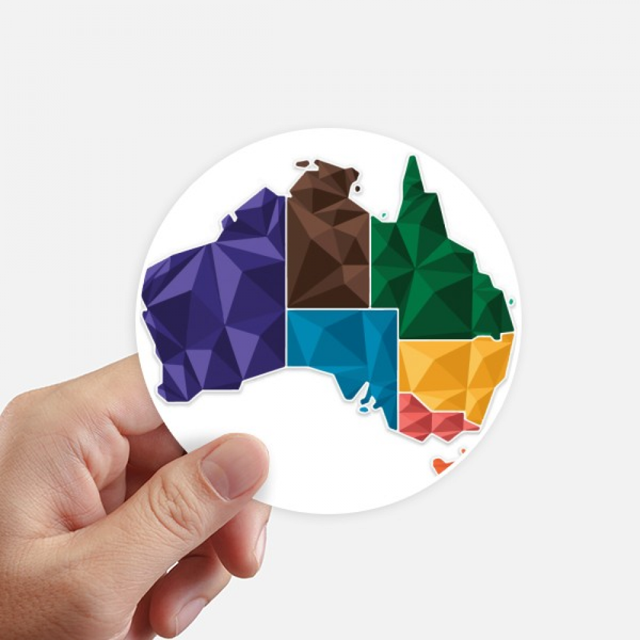 Australia Map Territory and State Colorful Illustration Sticker Round Wall Suitcase Laptop Label Bumper