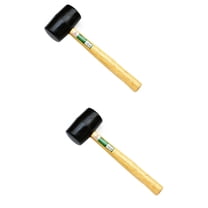 2pcs High Elastic Shockproof Hardwood Shaft Rubber Mallet Hammer 300g (Black)