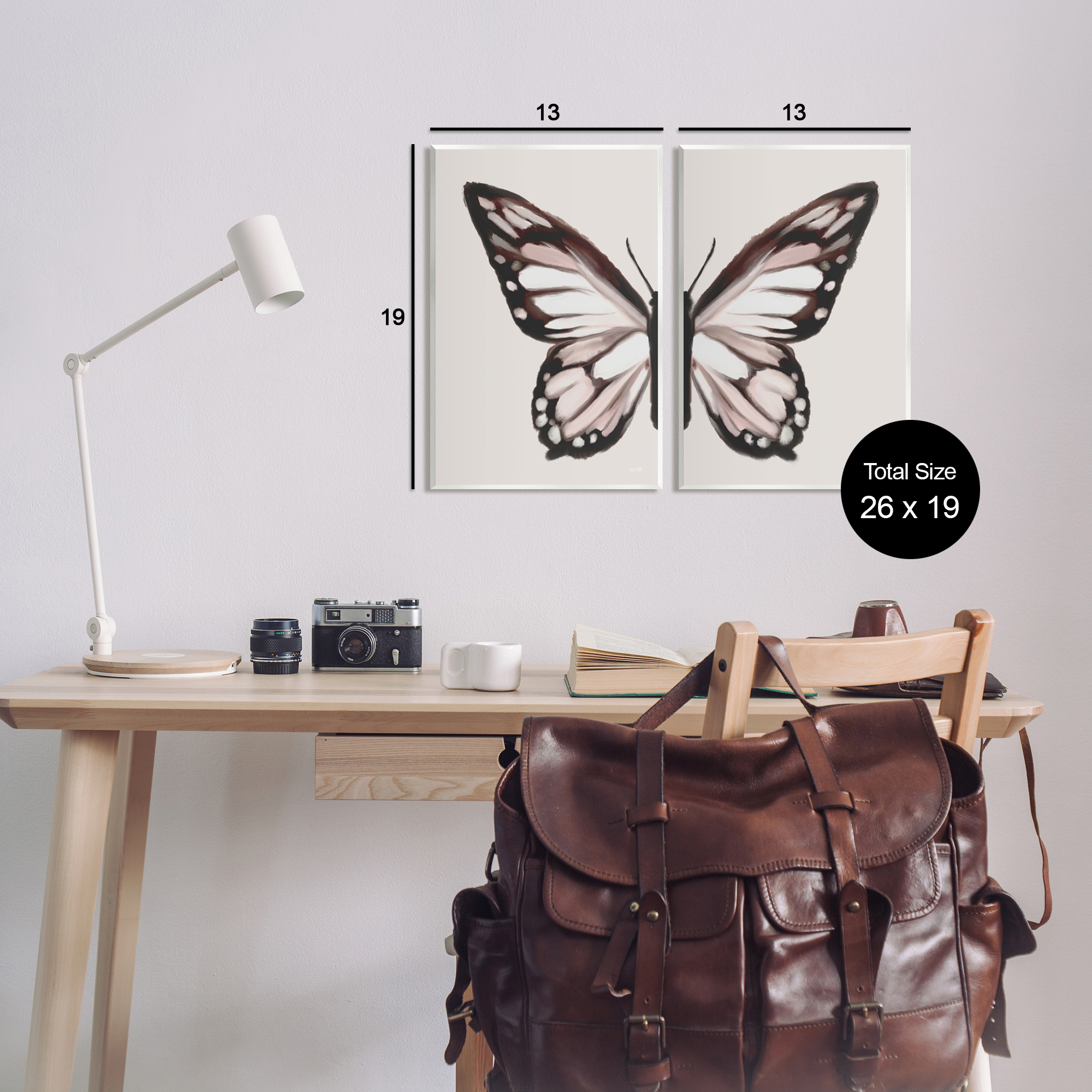 Stupell Muted Symmetrical Butterfly Wings Animals & Insects Painting Wall Plaque Unframed Art Print Wall Art, Set of 2