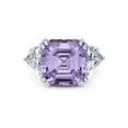 thumbnail image 2 of BERRICLE Sterling Silver 3-Stone Purple Asscher Cut Cubic Zirconia CZ Statement Cocktail Fashion Anniversary Ring for Women, Rhodium Plated 12.6 Carat Size 10, 2 of 11