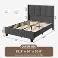 thumbnail image 3 of GUNAITO Queen Bed Frames with 50.8" Tall Headboard Upholstered Bed Frame, Wooden Platform No Box Spring Needed Noise Free Easy Assembly Light Grey, 3 of 10