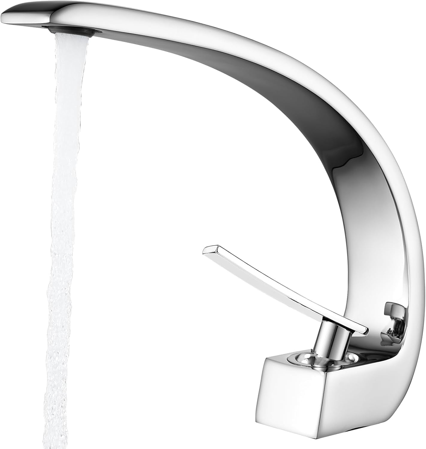 Bathroom Faucet Brushed Nickel Modern Waterfall Bathroom Sink Faucet with Single Handle, Hot and Cold