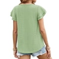 thumbnail image 4 of Short Sleeved Women's Round Neck Ruffle Sleeve Eyelet Summer Casual Tunic Tops, 4 of 5