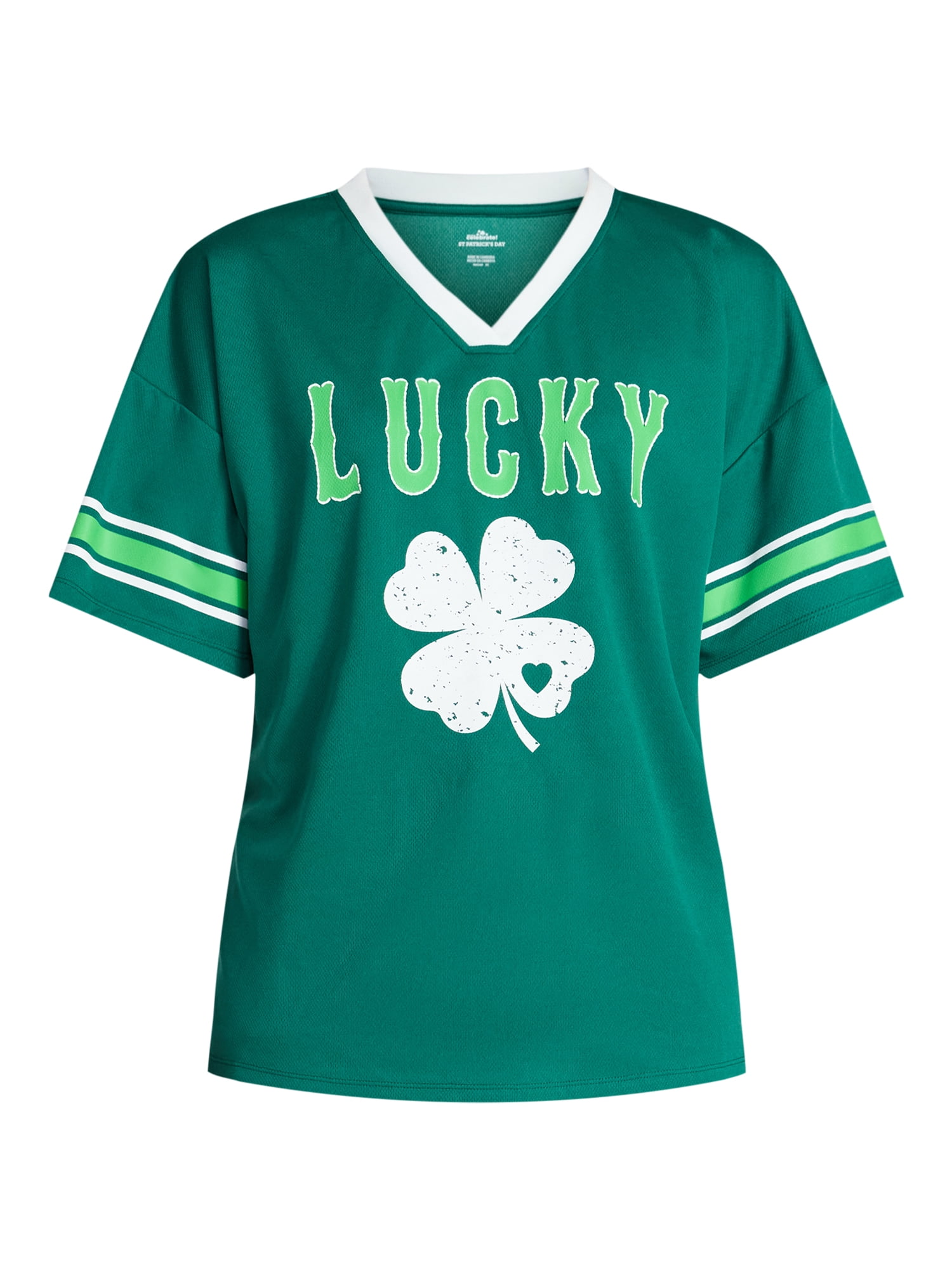 Saint Patrick's Day Women's Lucky Jersey with Short Sleeves from Holiday Time, Sizes XXS-XXL