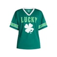 thumbnail image 5 of Saint Patrick's Day Women's Lucky Jersey with Short Sleeves from Holiday Time, Sizes XXS-XXL, 5 of 5