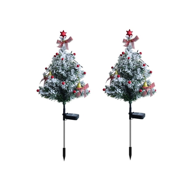 2 luces solares para de Navidad, luces solares para jardín con forma de estaca, luces LED para caminos y porches copo de nieve