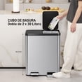 thumbnail image 4 of EKO Essential Recycler. Bote de basura rectangular con pedal doble compartimento 30L y 30L. Acabado acero inoxidable cierre suave de tapa., 4 of 8