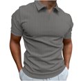 thumbnail image 1 of Birdeem Blouse Décontractée pour Hommes à Manches Courtes Élastiques à Rayures Col Rabattu, 1 of 11