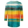 thumbnail image 5 of Dazajoo Plus Size Striped Blouses for Women 2024 Summer Women's 3/4 Sleeve Crew Neck Shirts Dressy Trendy Colorful Tie Dye Color Block Tee Blouses,Green,XXXL, 5 of 5