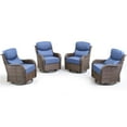 thumbnail image 2 of Unnifurnzi Outdoor Swivel Glider Patio Chairs-Patio Swivel Chairs Set of 4 with 6 Inch Thick Cushions High Back Patio Chairs for Deck Porch Poolside Balcony-Brown/Blue, 2 of 7