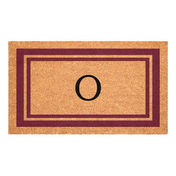 Burgundy Border Monogram Doormat (Letter O)