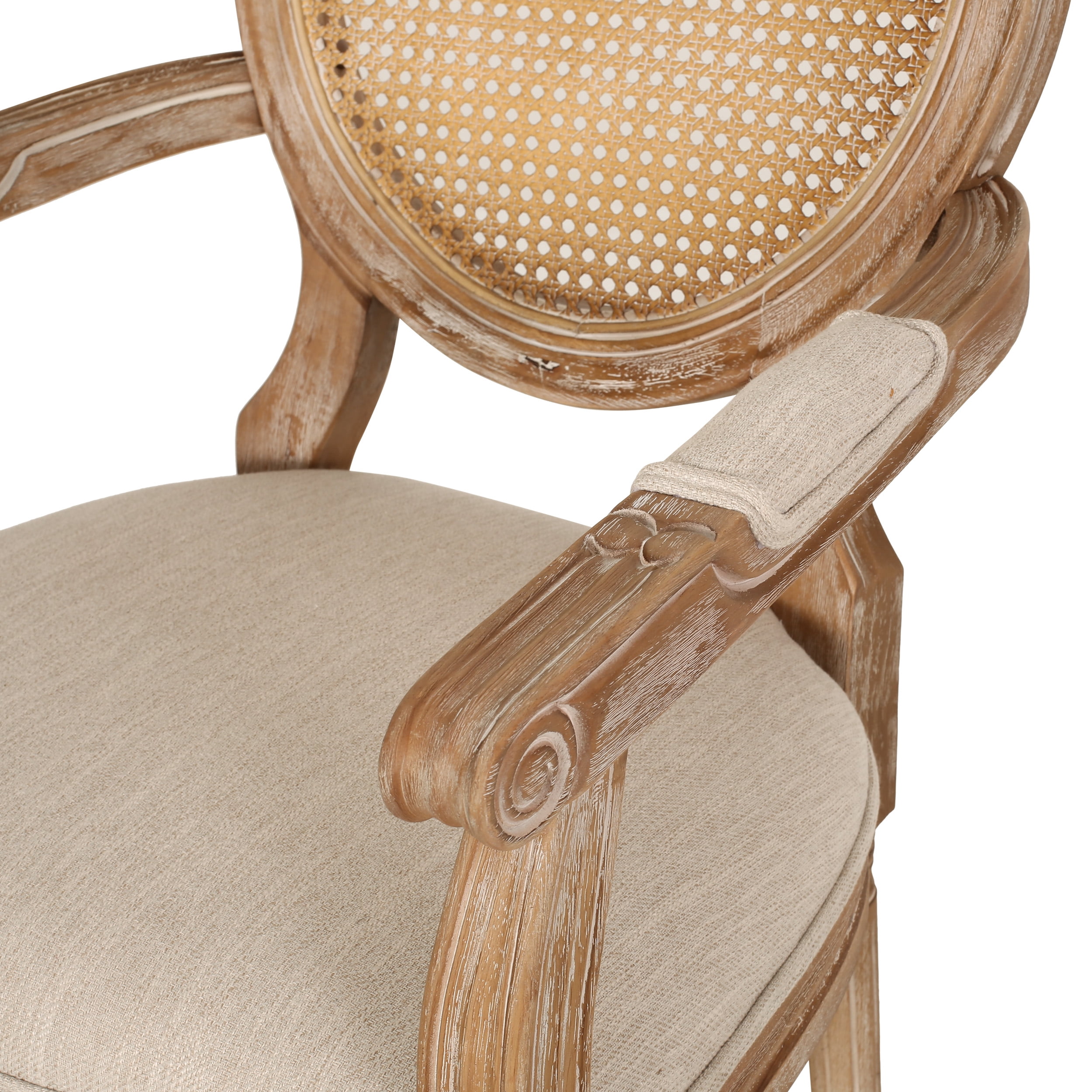 Noble House Huller Indoor French Fabric Upholstered Dining Chair, Set of 2, Beige
