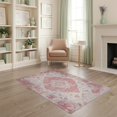 thumbnail image 2 of ODIKA 4'x6' Washable Area Rug Pet Friendly, Non-Shedding Mauve Dusty Vintage Botanical Distressed Boho Panels Scroll Border for Bedroom, Reading Nook, 2 of 7