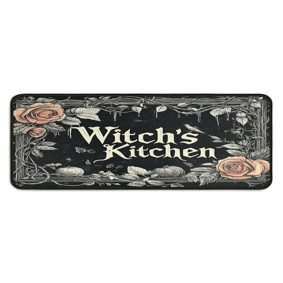 Halloween Kitchen Rug Set of 2 Anti Fatigue Kitchen Mats for Floor,Witch Kitcehn Bat Spider Spooky Halloween Kitchen Runner for Bathroom,Room Farmhouse (47x17 30x17 inches)