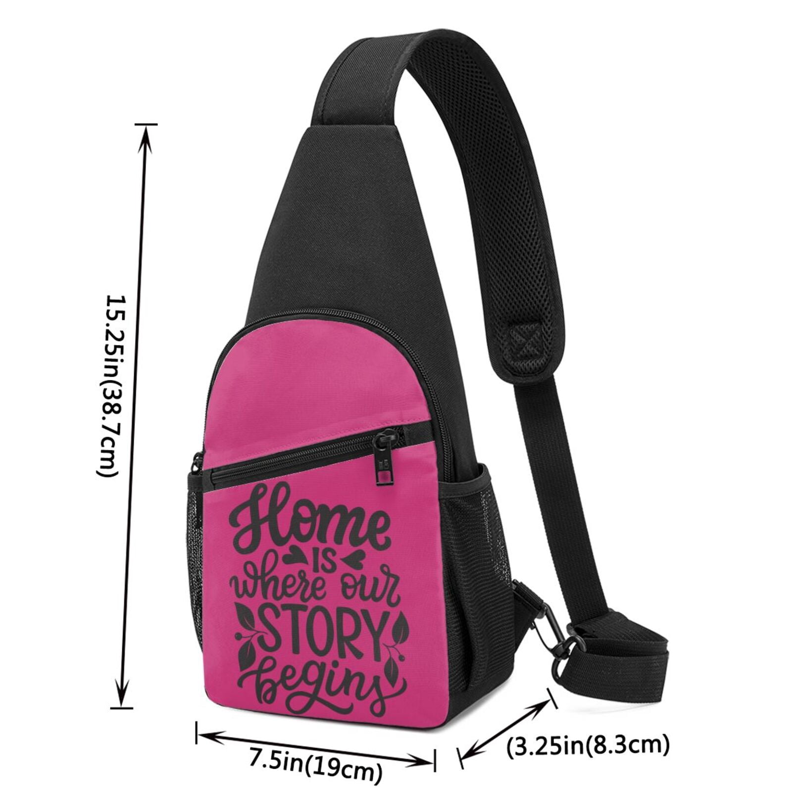 Xecao's Home is Where Our Story Begins Print Sling Bag: A Versatile Chest, Shoulder, and Crossbody Backpack for Casual Days Out, Perfect for Both Men and Women