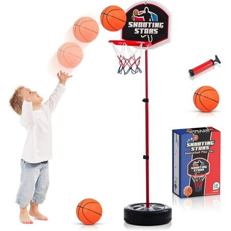 Atlasonix Toddler Basketball Hoop with Ball Adjustable Mini Hoop for Indoor & Outdoor Play Baby Basketball Toy Ages 3-8