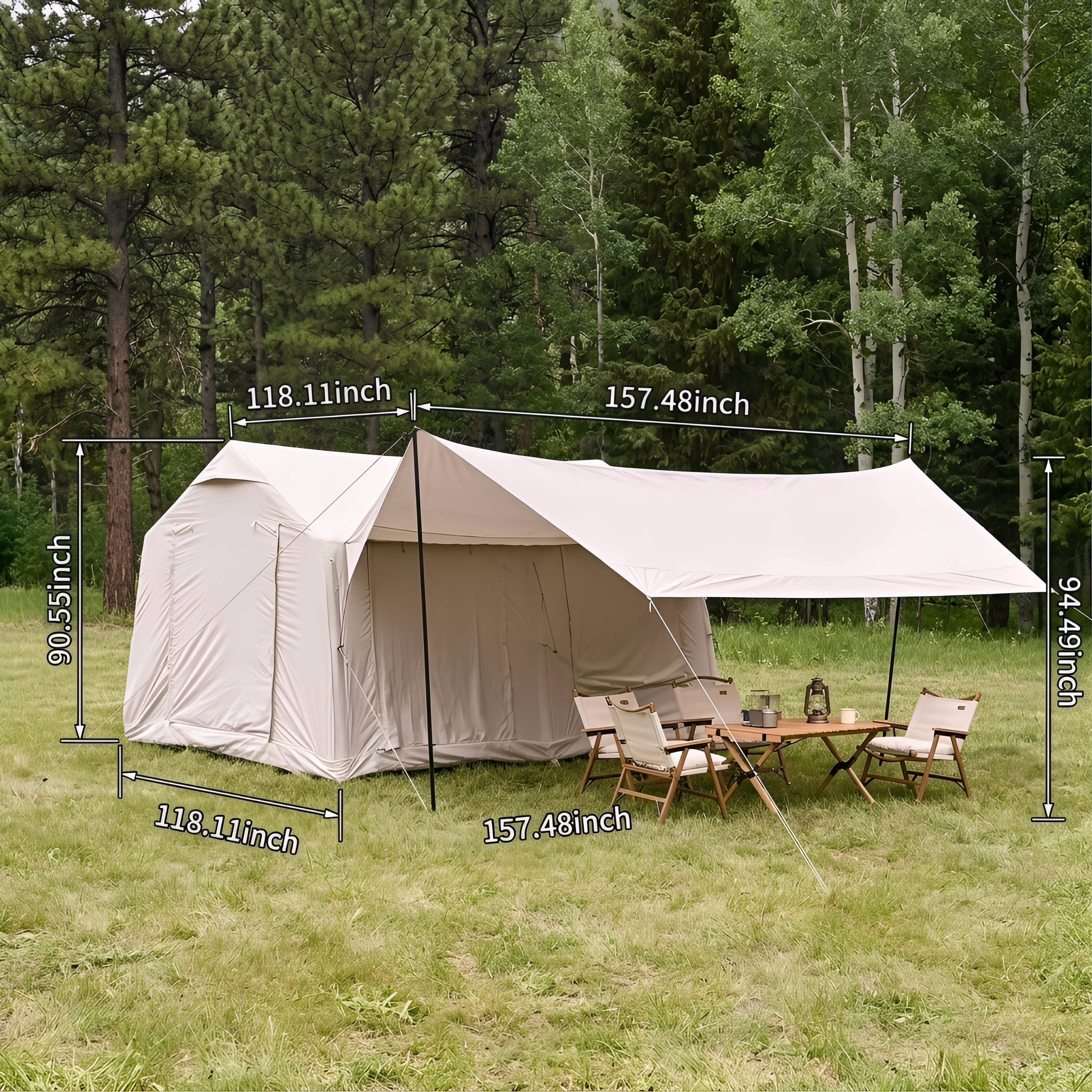 NOBOLEA Large Inflatable Camping Tent 7-8 Person, 5-Min Quick Setup Air Tent with Hand Pump, Waterproof UPF50+ Family Glamping Shelter for Outdoor Travel