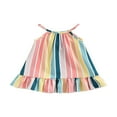 thumbnail image 1 of Girl Sleeveless Dress Vertical Stripe Ruffle Hem Spaghetti Strap Dress, 1 of 8