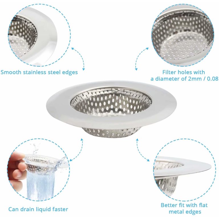 Fancy Stainless Steel Sink Strainer - Bathroom Shower Drain Hair Catcher - Anti-Clog Kitchen Filter Cover - 2 inch Diameter Options Fancy Stainless Steel Sink Strainer - Bathroom Shower Drain Hair Catcher - Anti-Clog Kitchen Filter Cover - 2 inch Diameter Options