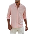 thumbnail image 1 of Men's Fashion Long Sleeve Solid Colour Casual T Shirt Button Regular Fit Shirt Top M, 1 of 5