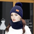 thumbnail image 3 of Herrnalise Fashion Women Winter Knit Hat Ball Collar Set Thick Warm Solid Earmuff Hat, 3 of 4