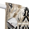 thumbnail image 2 of Boho Black Brown Kitchen Window Curtains, Swag Curtains Valance for Bedroom Living Room Bathroom, Southwestern Geometric Ethnic Retro Rod Pocket Window Treatment Curtain Block Drapes 2 Panels 36"x45", 2 of 9