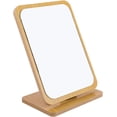 thumbnail image 1 of ZHU YU CHUN 1 PCS Rectangular Compact Table Mirror Vertical Wood Frame Mirror Table Mirror 90 Degree Rotation Makeup Mirror Back Stand Makeup Mirror (Wooden), 1 of 6