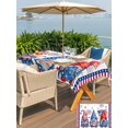thumbnail image 5 of Outdoor Tablecloth with Umbrella Hole for Patio/Picnic/Party/Camping, 4th of July Waterproof Table Cloth Rectangle Table Cover Washable, Red Blue Gnomes Independence Day Stars Striped (60"x 120"), 5 of 9
