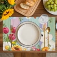 thumbnail image 4 of Easter Bunny Placemats Set of 4, Farmhouse Watercolor Eggs Tulip Wood Grain Placemats for Dining Table, Place Mats for Kitchen Tabletop, Waterproof Wipeable Dining Table Mats Set, 4 of 9