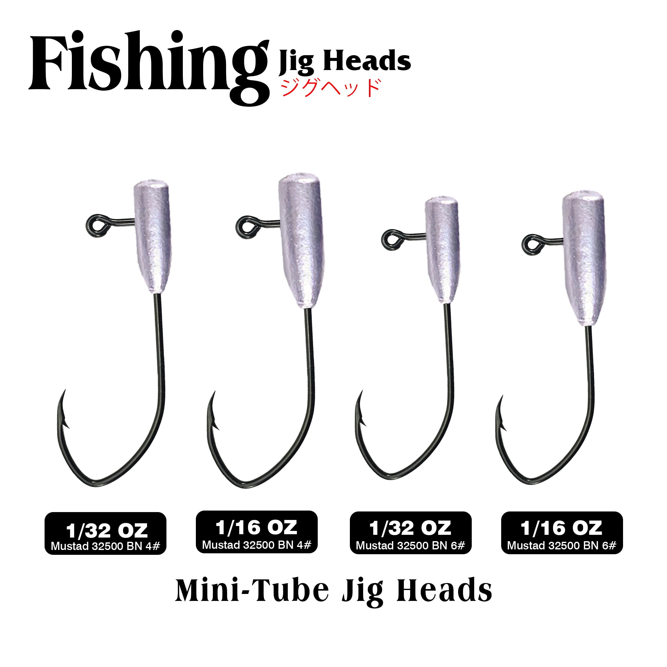 Ray Mini Tube Jig Heads for Crappie Fishing Tube Bait Jig Hooks 25 Pack Swimbait Jig Hooks Saltwater Freshwater Fishing Hooks Tube Jigs Lead Color, 1/16 oz Mustand 32500 BN 6# Hook