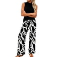 thumbnail image 5 of ZToonmas Women's 2 Piece Outfits Sleeveless Top and Loose Wide Leg Pants Set Casual High Waist Palazzo Pants Suit, 5 of 7