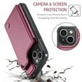 thumbnail image 4 of for iPhone 15 Premium PU Leather Back Case, Multiple Card Slots Design, Double Magnetic Clasp Study Kickstand RFID Blocking Classic Phone Cover for iPhone 15, Winered, 4 of 9
