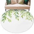 thumbnail image 2 of Round Area Rug 8ft,Watercolor Green Leaf Washable Carpet Non-Slip Runner Accent Rugs Indoor Floor Mat for Bedroom Living Room Decor,Rustic Natural Seasonal Plant, 2 of 9