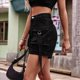 thumbnail image 4 of Pantalones Cortos de Sarga de Tiro Medio y Alto para Mujer, Elásticos, con Bolsillos, para Discotecas Negro S, 4 of 8