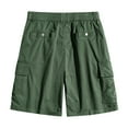 thumbnail image 3 of cllios Athletic Cargo Shorts for Men Classic Fit Cotton Outdoor Sport Shorts Summer Elastic Waist Beach Shorts with Pockets, 3 of 8