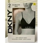 DKNY Women's Seamless Bralette 2-PACK (Black / Glow, Medium)